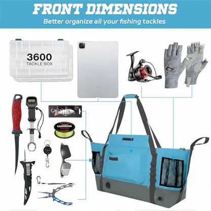 Insulated Fish Cooler Kill Bag with Flat Bottom-26x18 31x14 40x16 50x18 60x20 70x25 Inches Waterproof Fishing tackle Kill Cooler Bag - color: Blue-40x16x10