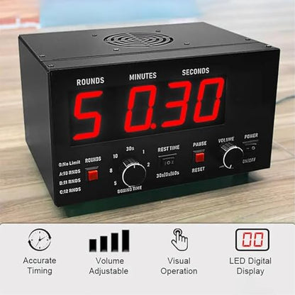 Led Interval Timer, Professional Gym Timer, Selectable Unlimited Rounds, Adjustable Sound Volume/Exercise Time,Red - color: Red