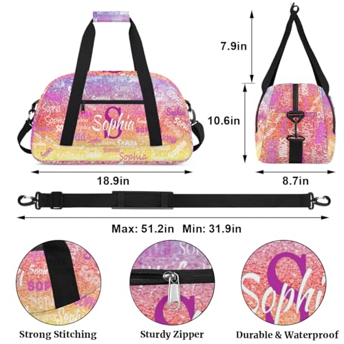 Personalized Girls Dance Sport Duffel Bag, Bling Glitters Colorful - color: Color 16
