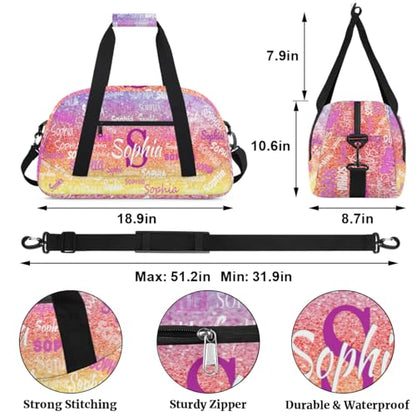 Personalized Girls Dance Sport Duffel Bag, Bling Glitters Colorful - color: Color 16