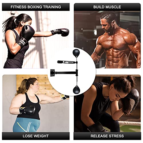 INNOLIFE Wall Mounted Boxing Spinning Bar with 2pcs Speed Ball - Black | Boxing Speed Trainer for MMA and Home Fitness