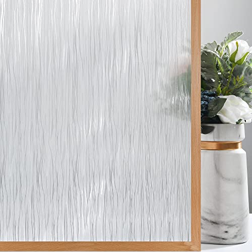 Frosted Window Privacy Film Non Adhesive Window Cling Removable Glass Covering Clear Water Opaque Window Film for Home Anti UV 17.7x78.7 inches - size: 17.7"x78.7" (45x200cm)