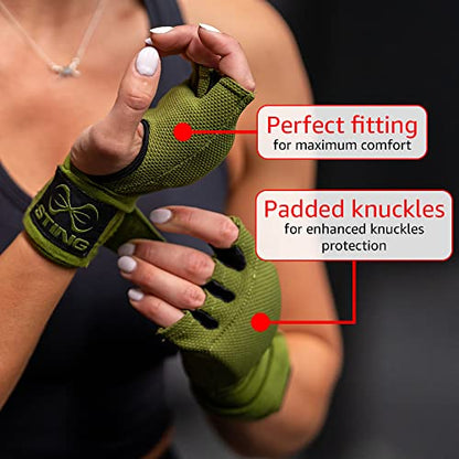 Elastic Quick Wraps by STING | Semi-Elastic Compression Fabric, Padded Knuckle Section, Expandable Finger Panels - color: Teal Blue, size: Medium