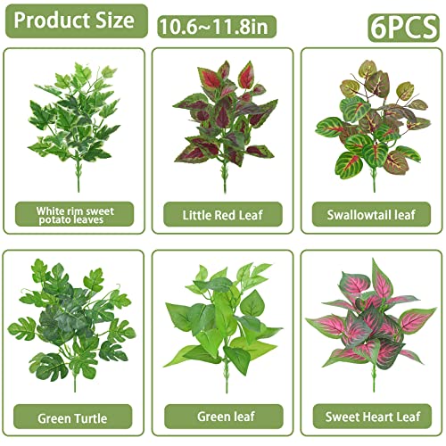 Reptile Terrarium Plants Hanging Artificial Lizards Habitat Climbing Decorations with Suction Cup Pets Tank Fake Green Plastic Ornament for Amphibians Bearded Dragons 6PCS…