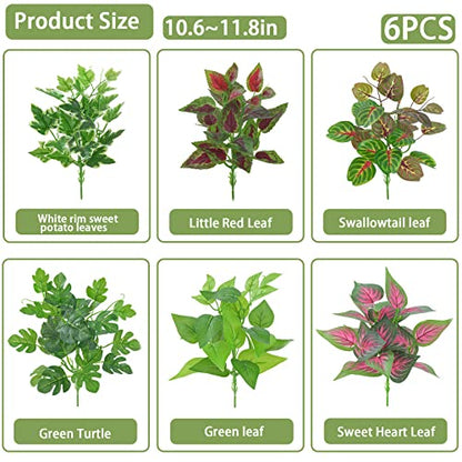 Reptile Terrarium Plants Hanging Artificial Lizards Habitat Climbing Decorations with Suction Cup Pets Tank Fake Green Plastic Ornament for Amphibians Bearded Dragons 6PCS…