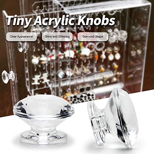 6Pcs Tiny Pull Handle, Diamond Acrylic Knob, Self-Stick Mini Knobs, 19mm Diameter Small Size Knob Clear Shiny Knob Diamond Shaped for Jewelry Box, Gift Case and Makeup Box - color: Diamond handle, size: 6 Pieces