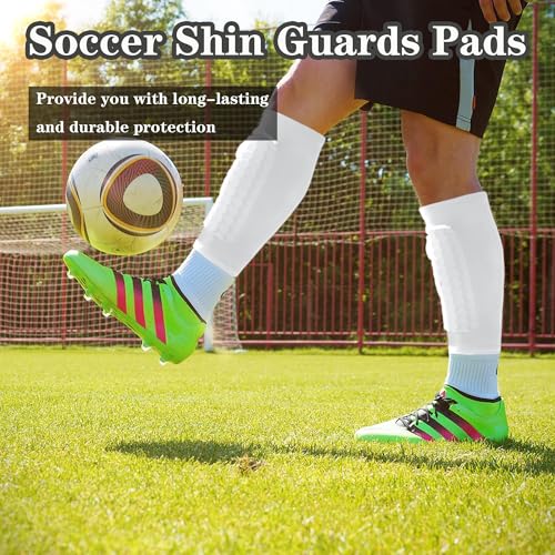 Soccer Shin Guards Pads for Youth Adult - color: White, size: X-Small