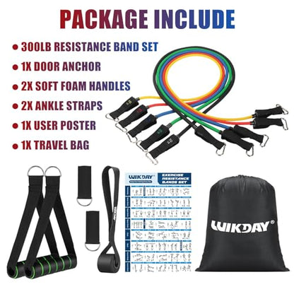 WIKDAY Resistance Bands with Handles for Exercise,beginners - color: 300LBS COLOR