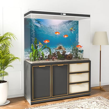 36x18 inches Polyester Undersea Theme Ocean Floor Aquarium Background Tropical Fish Tank Background - color: Blue, size: 36x18 inches