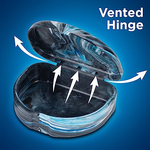Practicon Marble Retainer Cases, Orthodontic Aligner Case, Mouth Guard Holder (3 Pack) (Black & Blue) - color: Black & Blue