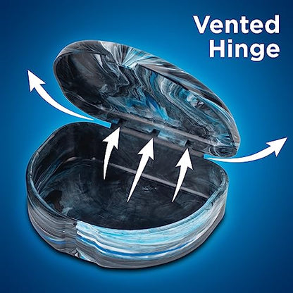 Practicon Marble Retainer Cases, Orthodontic Aligner Case, Mouth Guard Holder (3 Pack) (Black & Blue) - color: Black & Blue