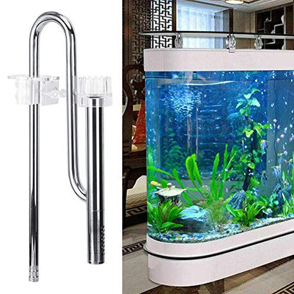 Stainless Steel Lily Pipe Set with Outflow and Inflow, Aquarium Skimmer Filter System including 2 Acrylic Holders Efficient for Removing Scum (New 12MM oil film)
