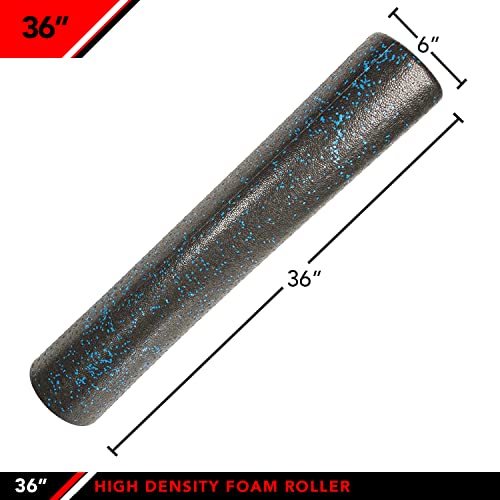 JFIT High Density Foam Roller – EPP Deep Tissue Massage Roller for Muscle Recovery, Myofascial Release & Stretching - color: Speckled Blue, size: 36-Inch