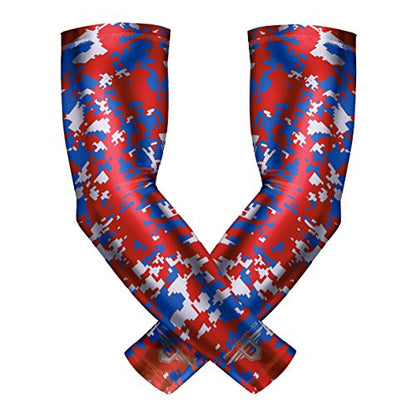 Bucwild Sports Baseball Arm Sleeve - Youth & Adult 1 Pair - Football Basketball Cycling Tennis - color: Red Blue Camo, size: Small