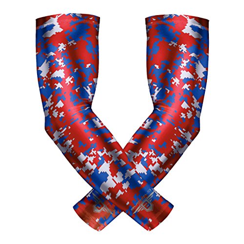 Bucwild Sports Baseball Arm Sleeve - Youth & Adult 1 Pair - Football Basketball Cycling Tennis - color: Red Blue Camo, size: X-Large