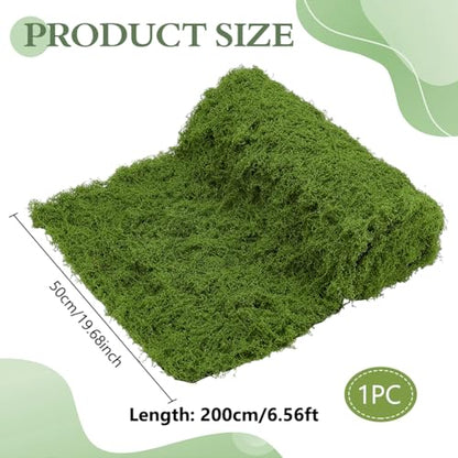 Artificial Moss Mat 19.7 * 78.7inches Green Moss Table Runner Fake Mossy Sheet Roll Waterproof Grass Carpet Blanket Christmas Fake Mossy Table Runner for DIY Fairy Garden Floral Wedding Decor