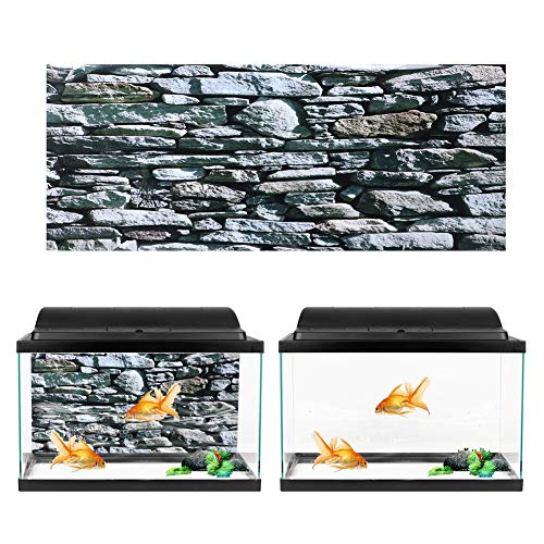 Aquarium Background Poster Fish PVC Sticker Stonewalling Pattern Self Adhesive Wallpaper Aquarium Glass Sticker Decorative (61 * 30cm)