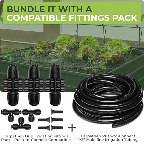50 FT 1/2 Irrigation Tubing Mainline - Flexible Drip Irrigation Tubing Perfect for Push-To-Connect Garden Irrigation System, or as Blank Distribution Hose for Any Gardening Project