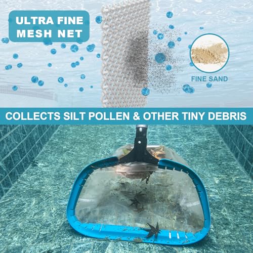 14" Pool Pollen Net - Pool Skimmer Net Rake, Strong Aluminum Frame, Ultra Fine Mesh Nets for Cleaning & for Sand, Silt, Leaves, Remove The Finest Debris - size: 14"