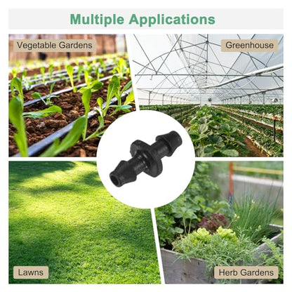 M METERXITY 50-Pack Drip Irrigation Barbed Fittings, for 1/4 Inch Tubing Connector Plastic Coupling Irrigation Parts for Garden/Greenhouse/Aquarium/Flower Pot, Drip Pipe Accessories - style: Double Barb