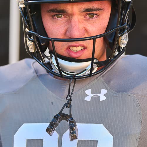 Under Armour Sports Mouth Guard, Custom Fit, Includes Detachable Helmet Strap - color: Black, size: Youth