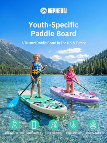 Niphean 10' Inflatable Paddle Board, Ultra-Light SUP for Beginners - color: Purple