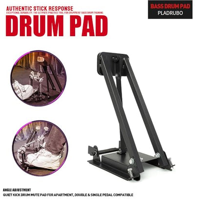 PALDRUBO Bass Drum Practice Pad – Foldable Kick Pedal Training Pad with High-Density Rubber for Realistic Rebound and Silent Practice