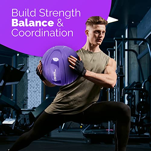 bintiva Non Bounce Slam Ball - Exercise Weighted Deadball for Workout and Fitness Routines - Medicine Dead Weight Ball - color: Black SET - 10 15 20 25 LBs