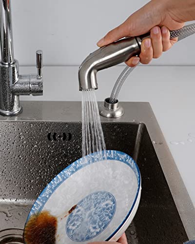 Universal Kitchen Sink Spray Attachment/Hose/Holder Set, Kitchen Side Sprayer Compatible with Moen/Delta Faucet, Kitchen Sink Faucet Sprayer Replacement, Brushed Nickel Finish