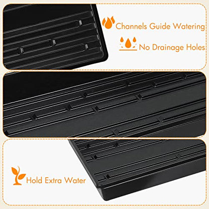 Gardzen 10 Pack Seed Trays, Reusable Plant Grow Trays, Ideal for Seed Starting, Microgreens, Indoor Gardening, and Greenhouse Nurseries - No Drain Holes, 20"x10" - size: 21L x 11W x 2.4H