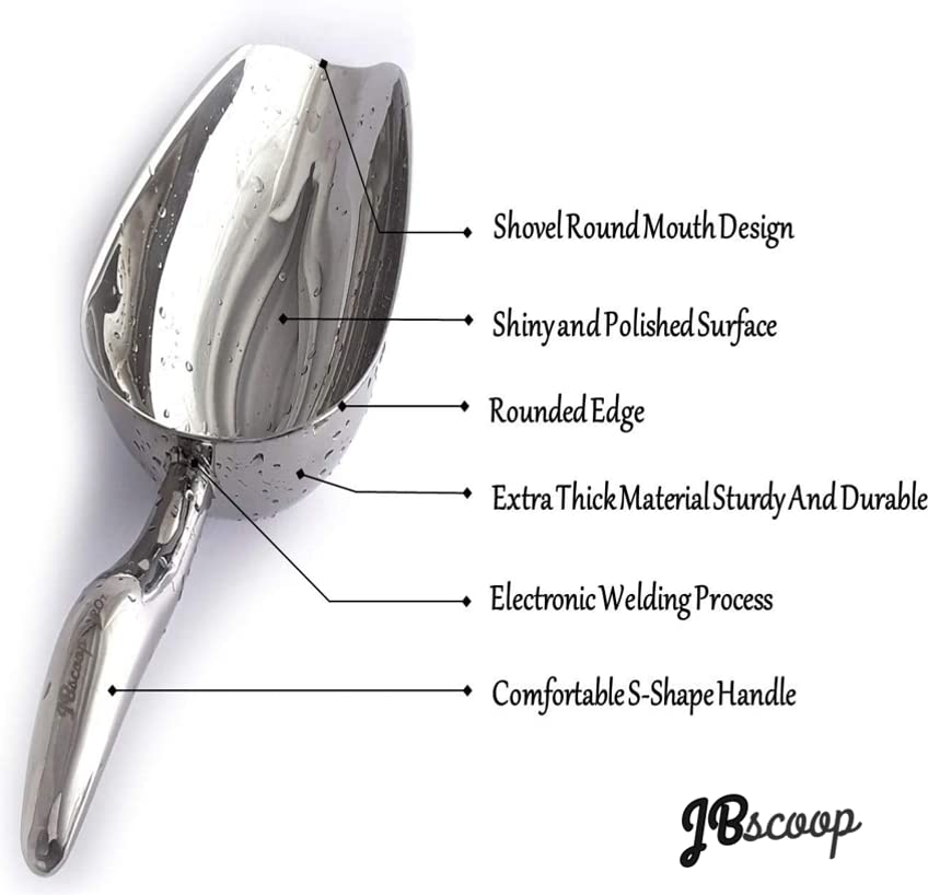 JBscoop Stainless Steel Ice Scoop 8 OZ, Metal Ice Scooper For Ice Maker, Multipurpose For Candy Kitchen Bar Party Wedding Pet Animal Dog Food Scoop Beach Shovel - size: 8 oz