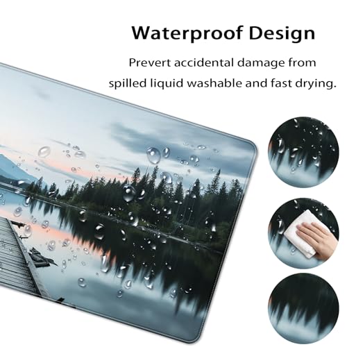 35.4 x 15.7 in, XXL Large Mouse Pad for Desk, Extended Keyboard Mouse Mat for Computer Office, Big Mouse pad with Stitched Edges, Gaming Pc-Beautiful View by The Lake - color: Beautiful View by The Lake