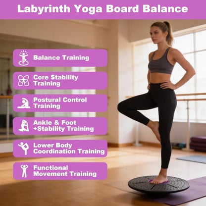 Labyrinth Balance Board, Yoga Balance Board with Maze, 14.6inch Plastic Wobble Stability Board Core Strength Fitness Disc for Home Gym Workout 150KG Load