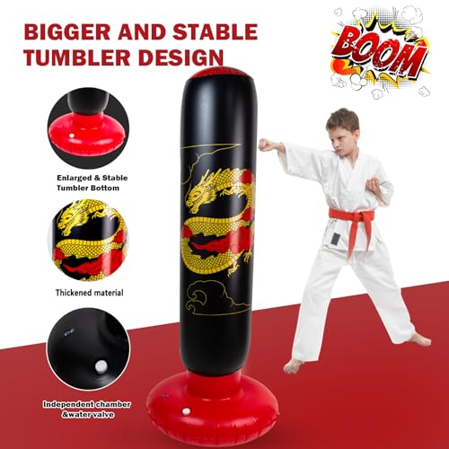 Onirii 66 Inch Kids Inflatable Punching Bag - color: Golden Dragon