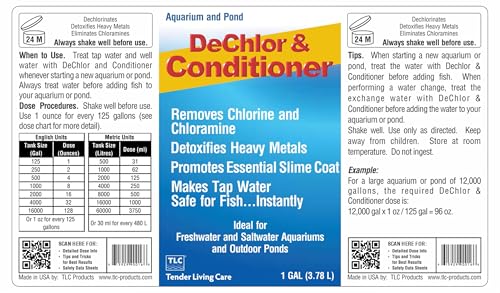 TLC Products, DeChlor & Conditioner, Aquarium Water Treatment, for Freshwater and Saltwater, 1 Gallon - size: 1 Gallon