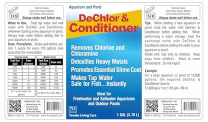 TLC Products, DeChlor & Conditioner, Aquarium Water Treatment, for Freshwater and Saltwater, 1 Gallon - size: 1 Gallon