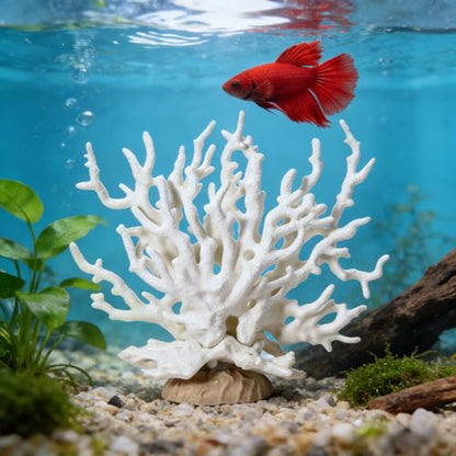 Mini Faux Coral Ornament, Premium Plastic Aquarium Fish Tank Decoration, Lifelike & Durable
