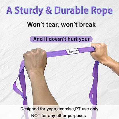Stretching Strap Yoga Strap with Loops for Physical Therapy, Non-Elastic - color: Purple+Purple