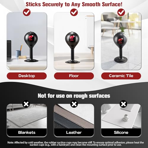 Desktop Punching Bag, Small Relaxing Punch Rage Bag Stress Relief with Upgraded Strong Suction Cup & All-Around Foam Protect Spring, Portable Tabletop Boxing Ball for Adult Youth Office Friends Home - color: Red