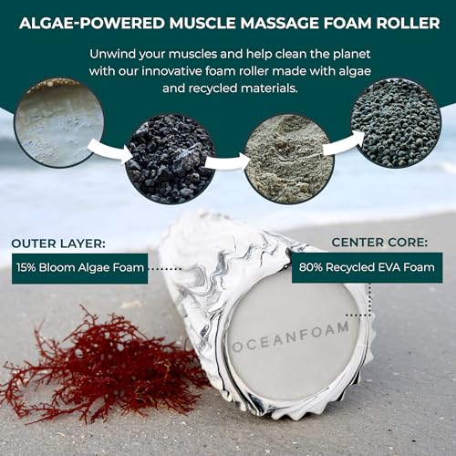 Oceanfoam Ripple Travel Foam Roller (11" x 3.35") Firm Mini Foam Roller for Physical Therapy, Deep Tissue Massage, Back Pain - High Density, Ergonomic Wave Textured - Yoga, Exercise (Black Marbled) - color: Black Marbled