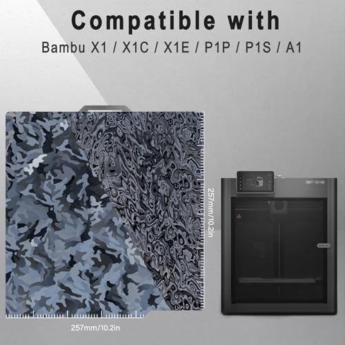 PEY (Camouflage & Ripple) 3D Printer Print Bed Spring Steel Build Pate Compatible with Bambu X1 / X1C / X1E / P1P / P1S / A1