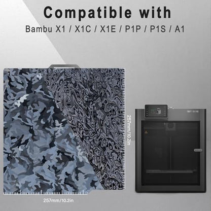 PEY (Camouflage & Ripple) 3D Printer Print Bed Spring Steel Build Pate Compatible with Bambu X1 / X1C / X1E / P1P / P1S / A1