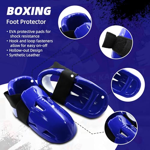 Martial Arts Karate Protective Sparring Gear Package Deal/Gift Adjustable Adult & Youth Headgear, Gloves & Kicks for MMA, Taekwondo, Boxing Training - color: Blue, size: Small