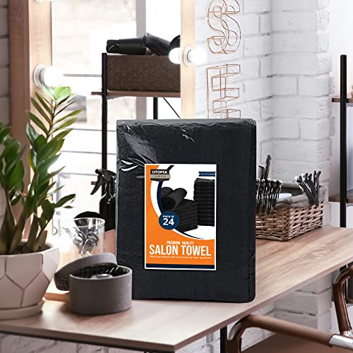 Utopia Towels Bleach Proof Salon Towels, Pack of 24, 16x27 in, Black - color: Black, size: 24 Pack