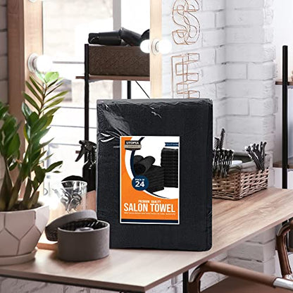 Utopia Towels Bleach Proof Salon Towels, Pack of 24, 16x27 in, Black - color: Black, size: 24 Pack