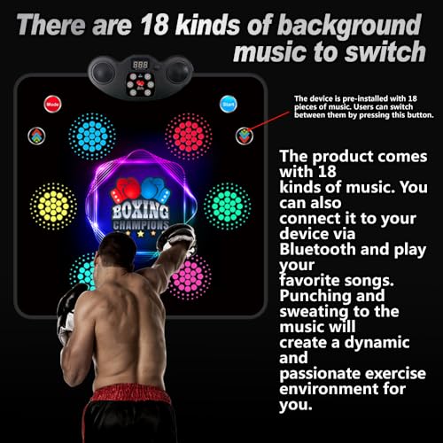 2025 Kids Musical Boxing Machine Comes with Boxing Gloves, 9 Modes, 420 Levels, 7 Lights, wall-Mounted Dual-Purpose, Memory and Reaction Training Equipment Christmas Birthday Gift for Kids