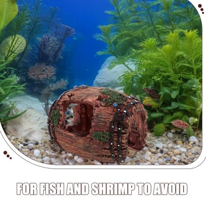 BETOOKY Barrel-Shaped Fish Shrimp Hiding House Resin Aquarium Decoration Large Red Shelter Ornament for Freshwater Fish Tank Landscaping and Betta Hideout