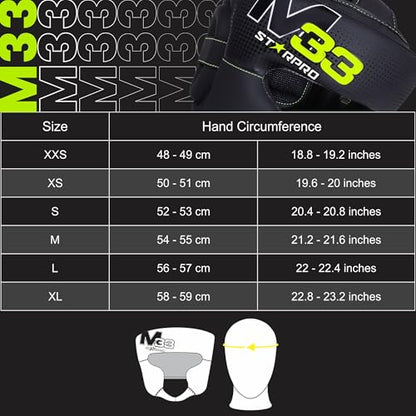Starpro Boxing Headgear for Men Women - Headguard with Padding - Muay Thai MMA Training Sparring Karate - size: X-Large