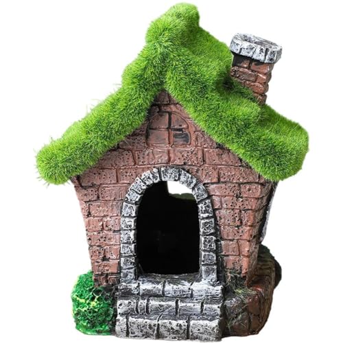 2pcs Fish House Aquarium Decoration Figurine Hide Cave Hut Micro Landscape Decor Fish Tank Ornaments for Garden Yard Bonsai
