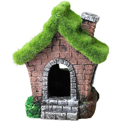 2pcs Fish House Aquarium Decoration Figurine Hide Cave Hut Micro Landscape Decor Fish Tank Ornaments for Garden Yard Bonsai
